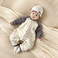 Newborn outing clothes baby winterthickened onesie baby heattechlong sleeves haki infant fleece-lined rompers