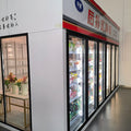 Complete set of refrigerated and frozen storage equipment, including fruit and vegetable preservation cabinets, glass-door back-lit cold storage display cabinets, and flower refrigeration cabinets