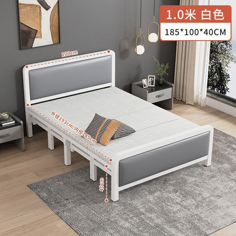 For homefoldable bed iron frame single lunch break rental house portable double bed iron frame simple hard bed economical