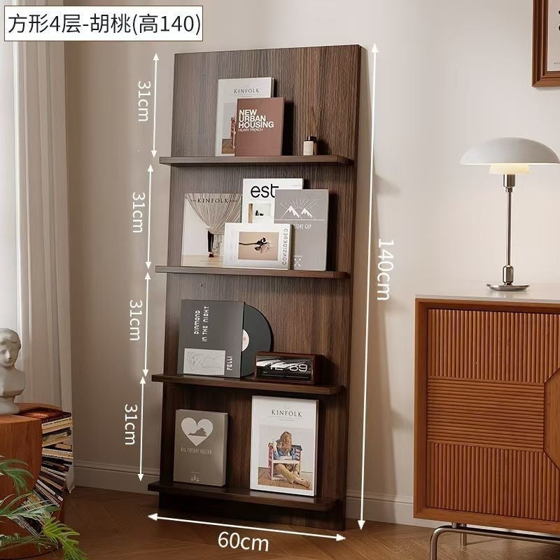 Magazine rack floor-standing storage rack wall-mounted book rack newspaper rack environmental-friendly multi-layer bookshelf medieval style reading bookshelf wood