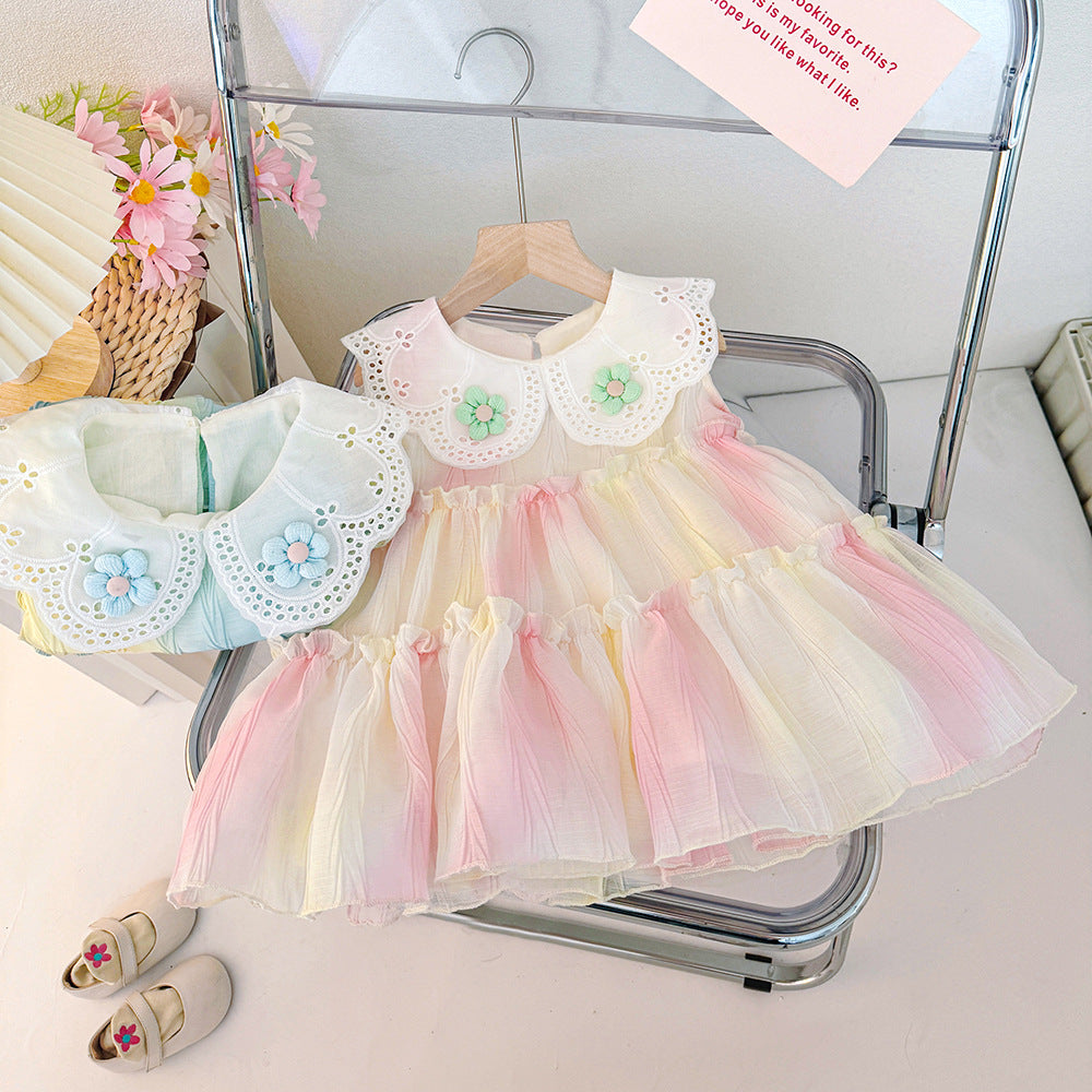 Baby girl summer new dress  new fashion gradient sweet princess style dress girls summer outfit