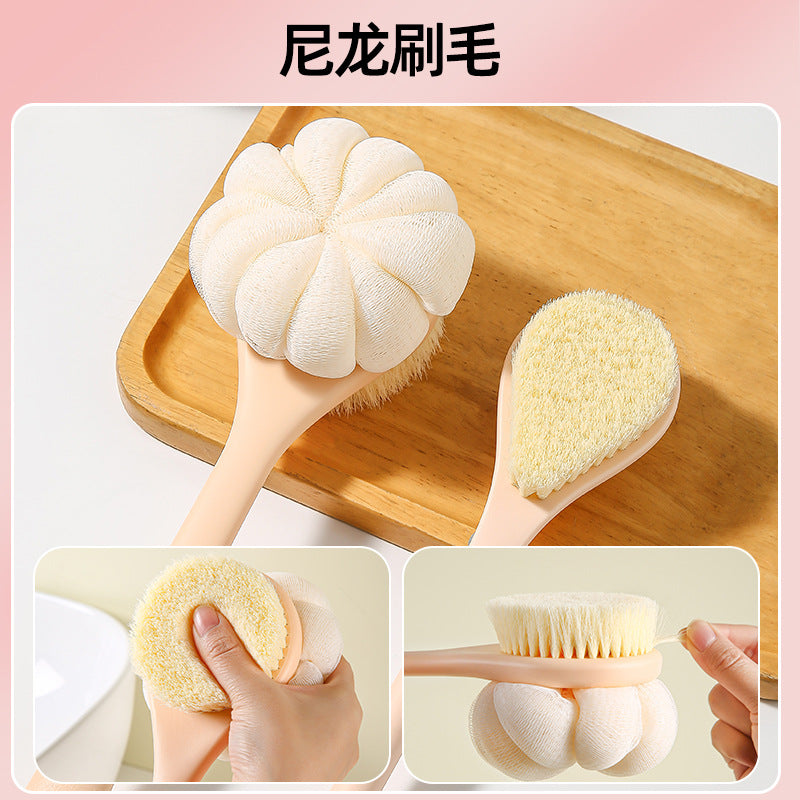 Back rub long handle brush bath brush nylon bristles soft bristles double-sided bath brush rub mud and remove dust bath brush back handy gadget