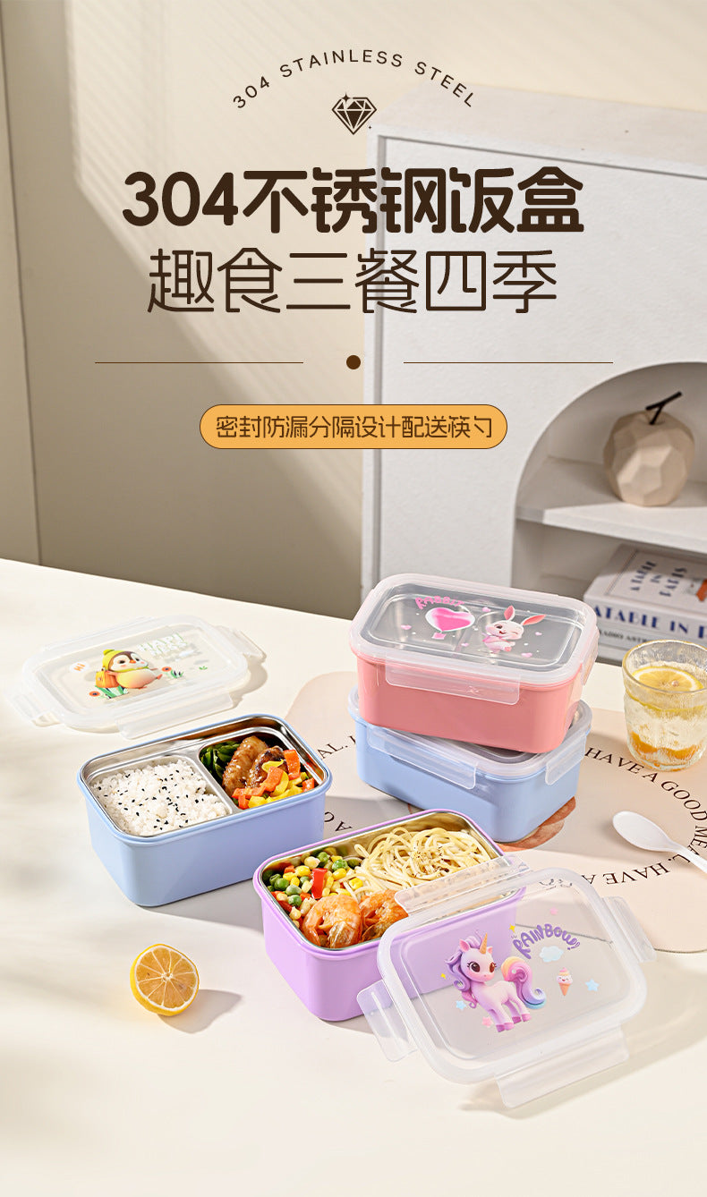 student lunch box office worker 304 stainless steel compartment lunch box portable single-layer stainless steel lunch box