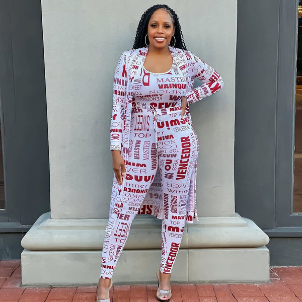 S10590 European and American, sexy, casual, printed cardigan long-sleeved three-piece nightclub suit