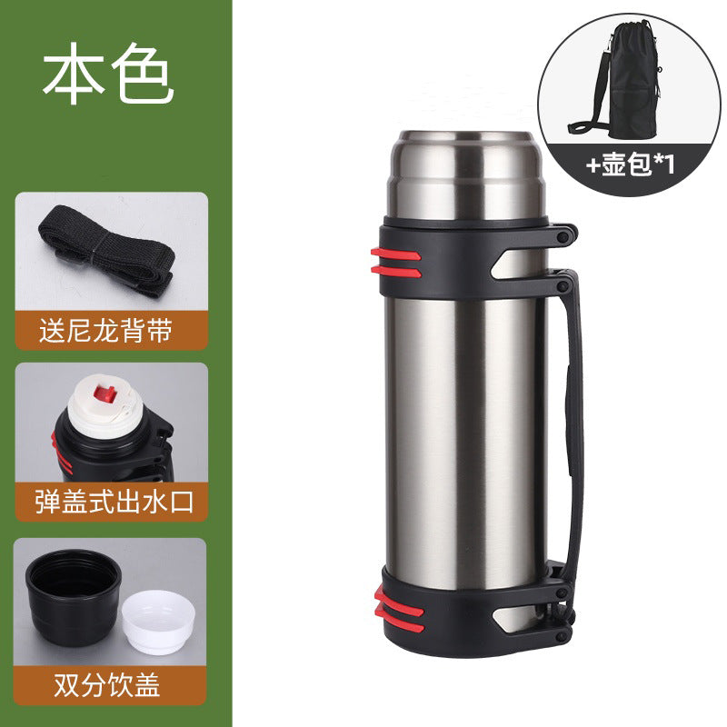 Large capacity stainless steel travel kettle 304 outdoor sports insulated hot and cold water bottle household thermos advertising gift