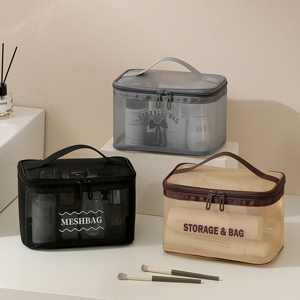 Mesh three-dimensional cosmetic bag portable travel toilet bag women's mesh breathable storage bag large capacity mesh storage bag