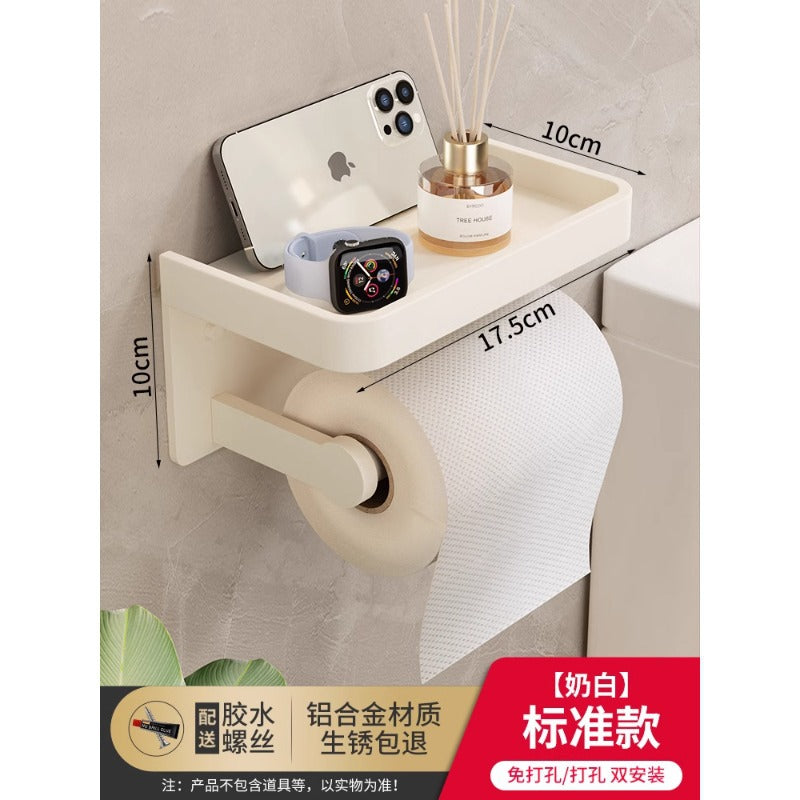 Bathroom tissue box wall-mounted toilet paper holder, punch-free waterproof toilet paper dispenser, restroom roll paper holder