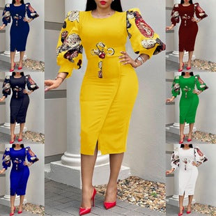 Plus size women's summer  cross-border fashion: elegant double-layer sleeve evening gown/dress for banquets and special occasions