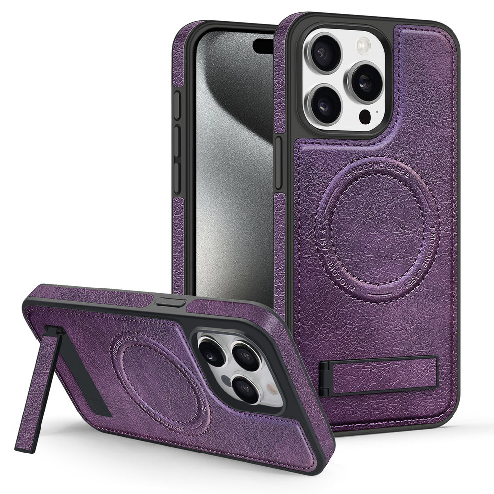 Leather stand foreign trade model compatible with iphone 16 phone case apple 17 pro max crystal shield magnetic protective cover 14