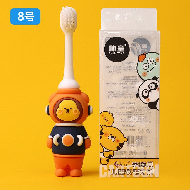 Boxed children's toothbrush cartoon baby cartoon astronaut soft bristle toothbrush 3-12 years old baby oral cleaning