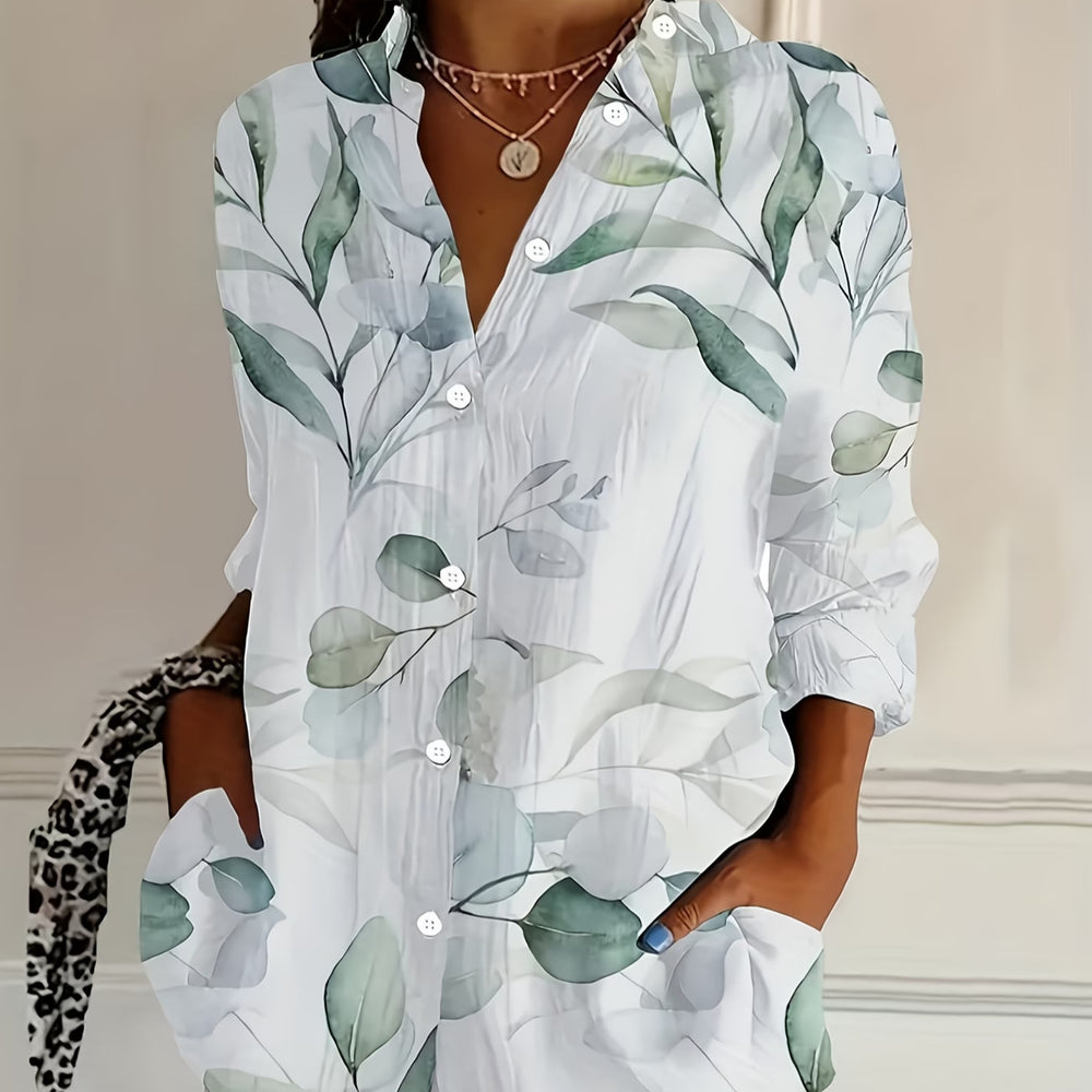 wholesale women's long-sleeved shirts, trendy all-season shirts with popular cross-border print designs, dropshipping available