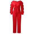 D3345  cross-border e-commerce  women's new fashion drawstring slim-fit top and casual pants two-piece set