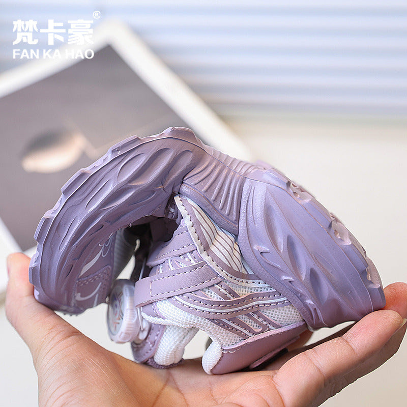 Vancahao boys' rotating buckle fashion sneakers,  spring/autumn new korean style girls' trendy running shoes