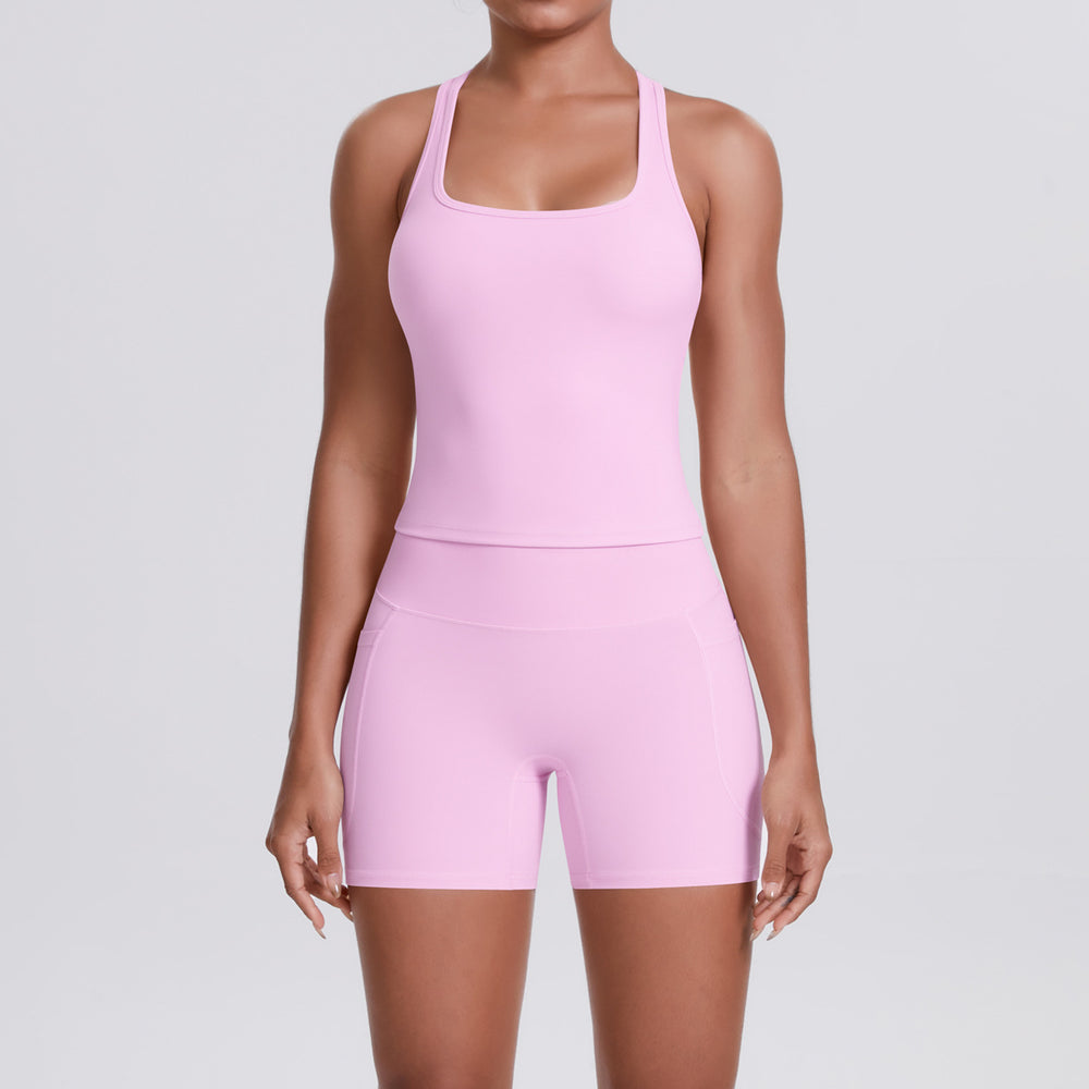 New arrival: seamless, body-hugging yoga set - sexy open-back, high-waisted, butt-lifting workout shorts - quick-dry running & fitness apparel