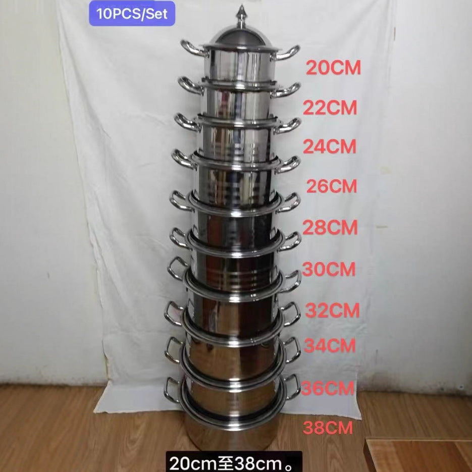 304 stainless steel set pot factory direct salesexport5pcs straight stainless steel pot 22-24-26-28-30cm