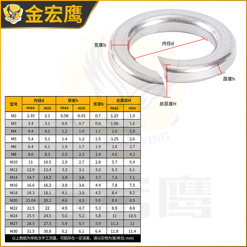 Spring gasket open spring gasket 304 stainless steel galvanized spring gasket elastic gasket M2/M3/M4/M5/M68