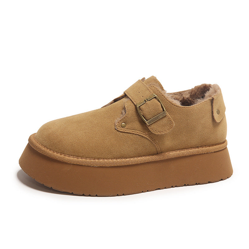 Thick solefleece-lined bean birkenstock shoes women's 2025new arrival autumn winter loafers birkenstock cotton shoes heattech snow boots