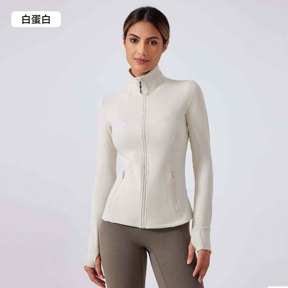 Autumn new yoga jacket women's running cycling sports long sleeve slim fit stand collar workout fitness apparel daw182