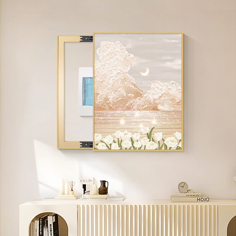 Cream Wind Vertical Meter Box Decorative Painting Texture Electric Distribution Box Hanging Painting Light Luxury Advanced Inductor Gate Box Block Mural