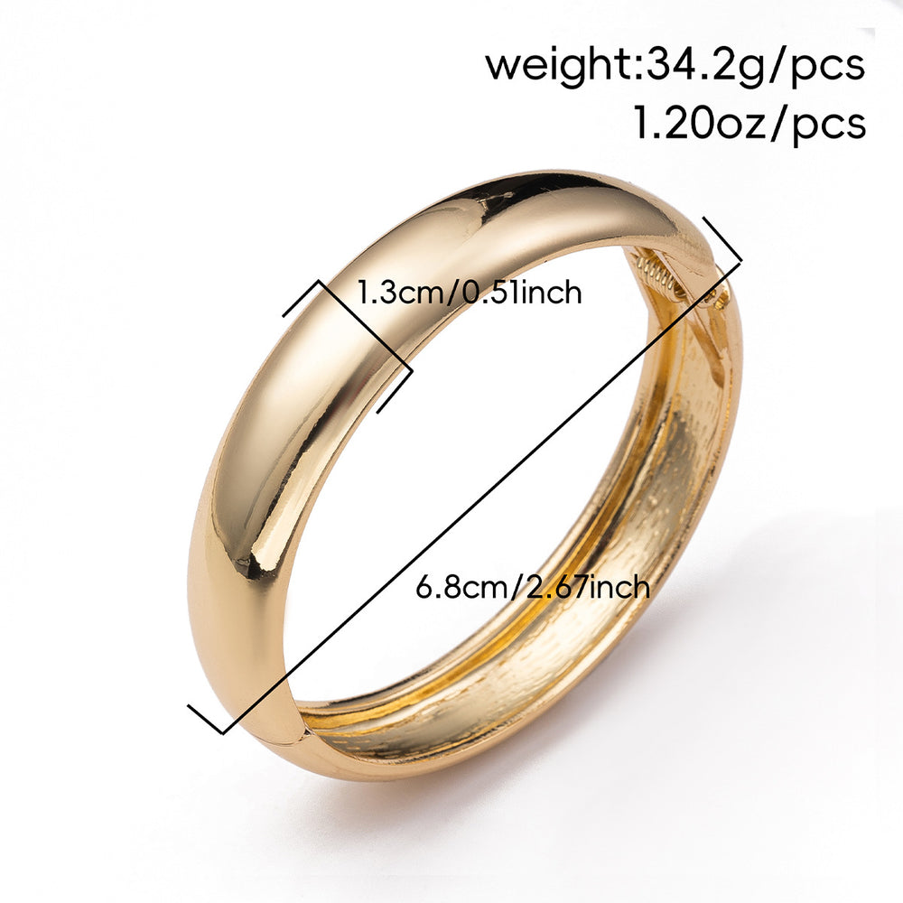Open bangle wholesale - european & american cross-border fashion jewelry - smooth, minimalist metal style - wide round spring bracelet for women