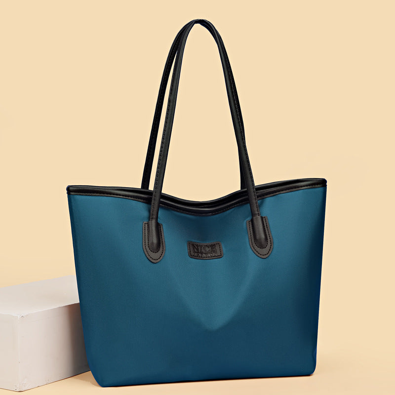 Large capacity women's shoulder bag 2024 new fashion versatile tote bag simple oxford cloth tote bag mom bag