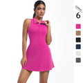 New women's cross-border slim-fit high-waisted turn-down collar activewear dress set for running, golf, tennis, and yoga