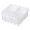 Transparent four-compartment chopped green onion box with lid, kitchen double-layered compartment drain box, refrigerator refrigerated fresh food storage box