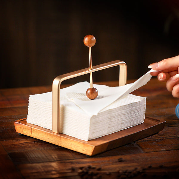 Cross-border  American Wooden Tissue Holder Restaurant Hotel Napkin Holder Buffet Square Hand Tissue Holder