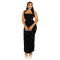 C7480 cross-border   fashion women's halter neck rhinestone beaded bodycon mini dress