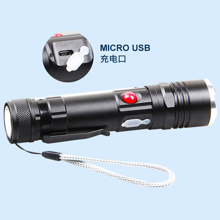 Cross-border new main light T6 + side light COB lamp bead USB charging magnetic suction multi-function waterproof LED strong light flashlight