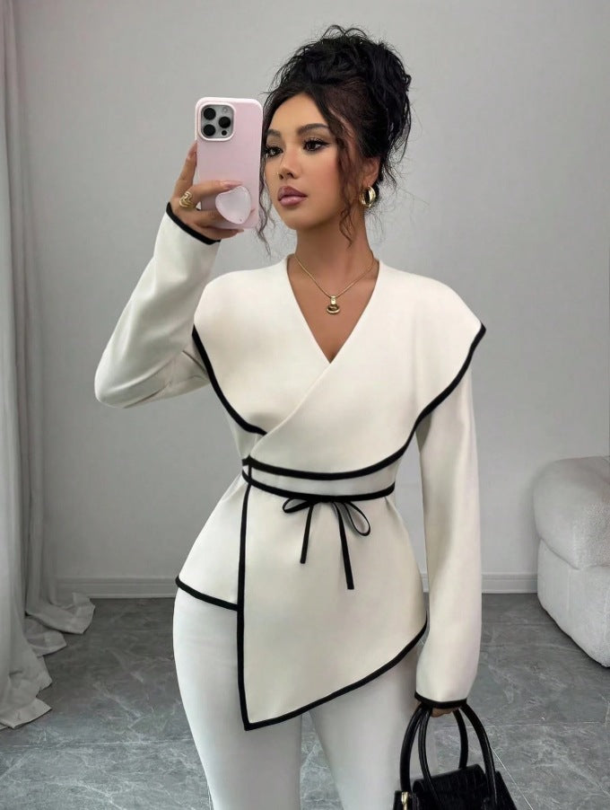 european and american cross-border spring new arrivals: elegant, chic, and slimming korean-style designer women's top