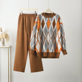 Trendy european and american style two-piece set: bestselling autumn/winter activewear - relaxed fit knit sweater set, plus size available
