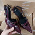 Za manufacturer 2026 spring export criss-cross buckle strap pointed-toe high heel sandals, british style mule women's shoes