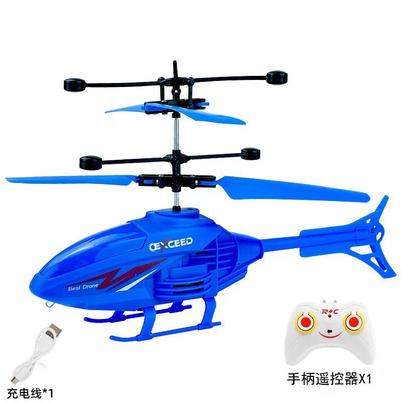Remote control hovering helicopter with lights - durable, rechargeable airplane for stalls & cross-border sales