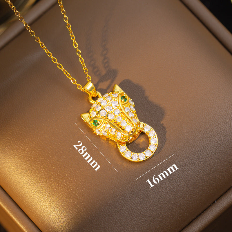 [titanium steel] cross-border popular exaggerated personalized leopard necklace for women, accessible luxury niche design, high-end elegant jewelry