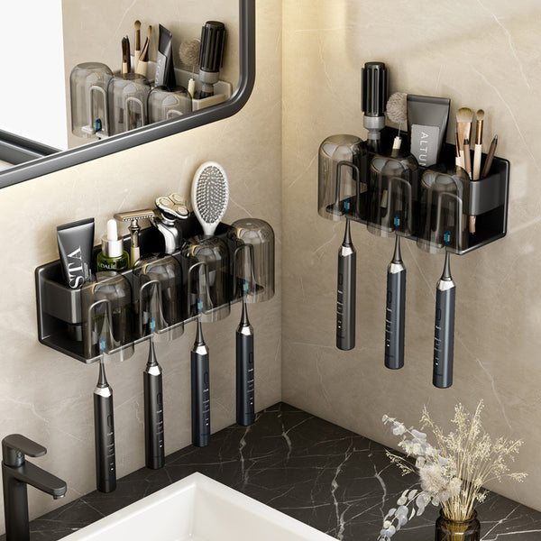 Patch toothbrush rack Wall-mounted non-punching mouthwash cup storage Household set Wall-mounted electric toothbrush holder