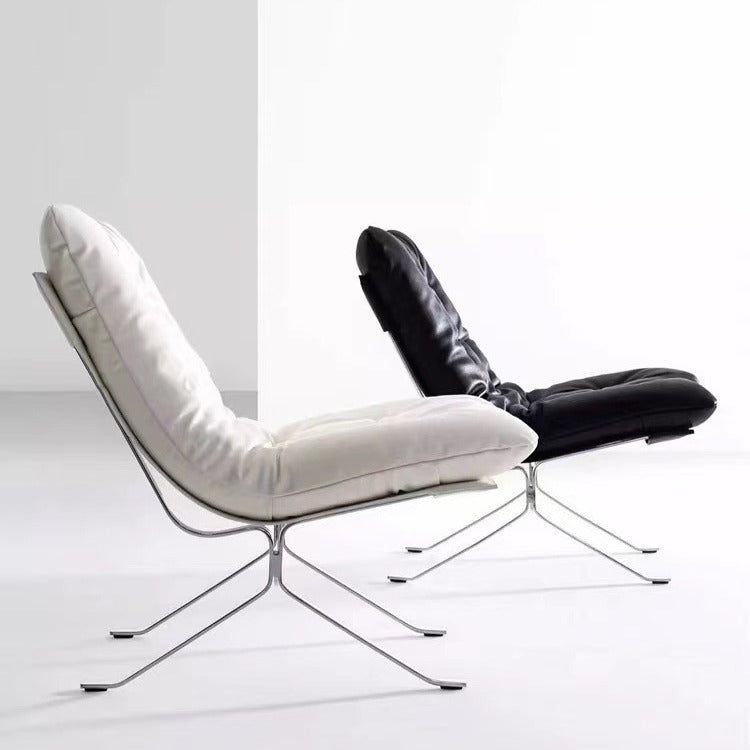 Ohm casual chair - nordic wabi-sabi style designer import: leather, goose down filling, metal frame, comfortable single sofa chair