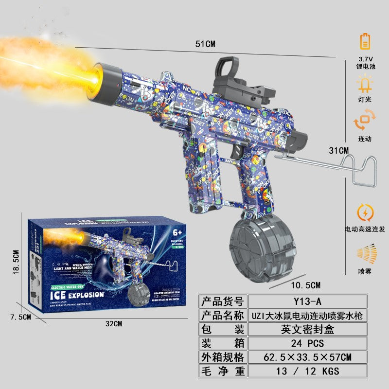 [customized] spray fire uzi flash electric water gun toy water spray burst high pressure strong long range