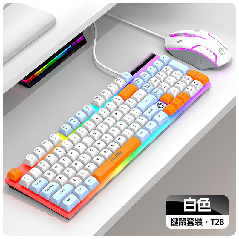Raiku t28 wired membrane keypad with rotary encoder, tri-color backlit, mechanical feel, desktop computer office keyboard