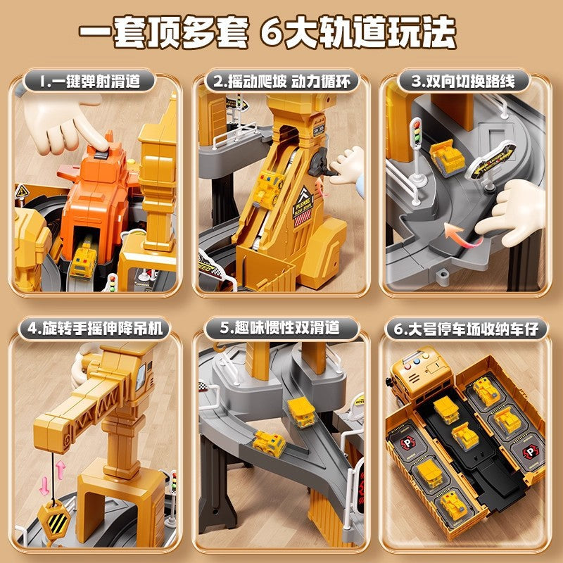 Kids' large transforming container truck toy - boy's track ejection truck with container lifting crane model - ages 3-6