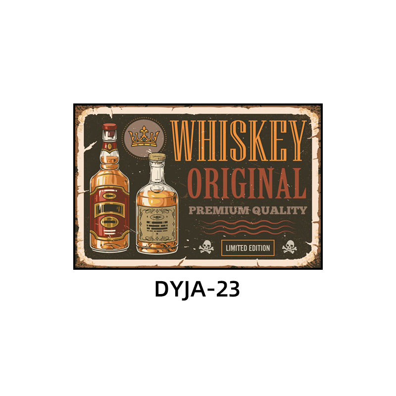 Bar background wall decorative painting American retro KTV box hanging painting industrial style nightclub foreign wine whiskey mural