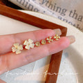 French retro cat's eye flower stud earring set - delicate, versatile, and comfortable for all-day wear (sleep-friendly, gentle on pierced ears)