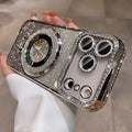Magnetic stand suitable for iphone17 gradient glitter mobile phone case 16pro electroplated rhinestone 13 protective cover with diamonds