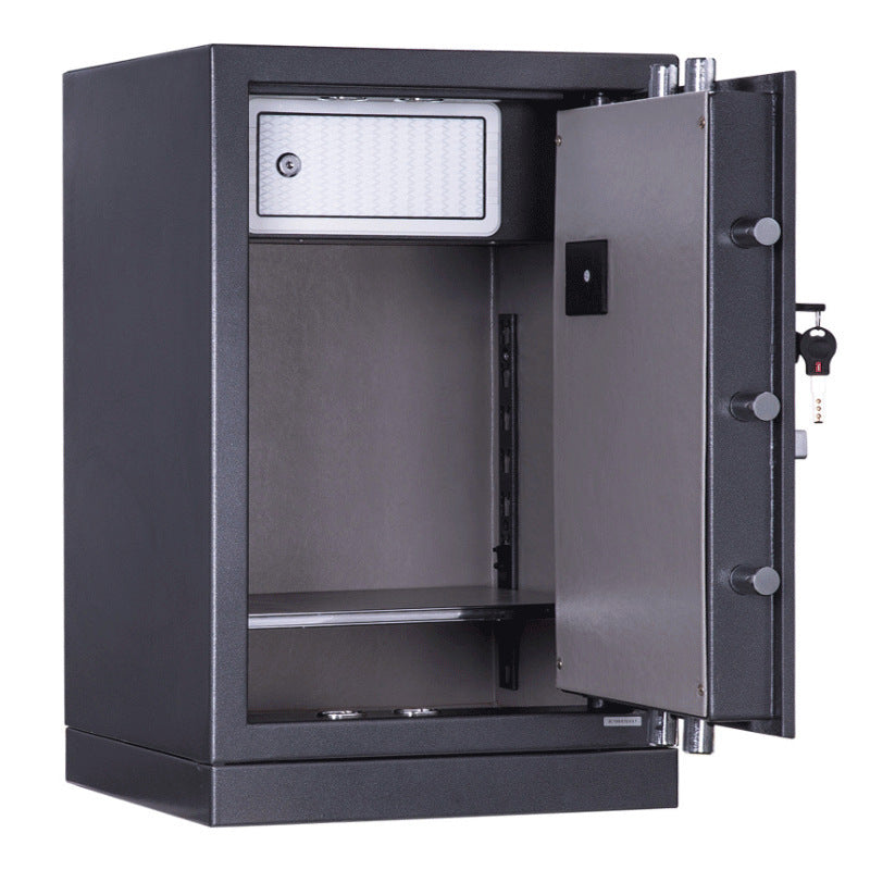 Free shipping Deli safe deposit box 48cm office smart fingerprint safe electronic password key all-steel safe