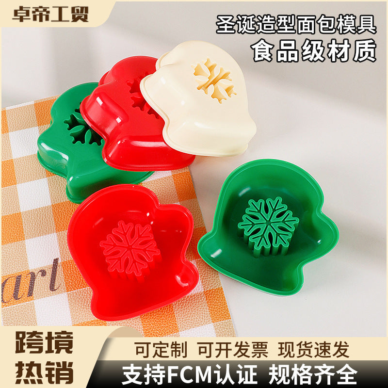 Christmas glove shaped rice ball mold - fun diy holiday party snowflake baking cookie cutter - cross-border
