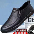 Men's leather dress shoes - soft leather, business casual, mid-aged & elderly, soft sole, spring 2025 new collection, plus size, black, anti-slip, dad shoes