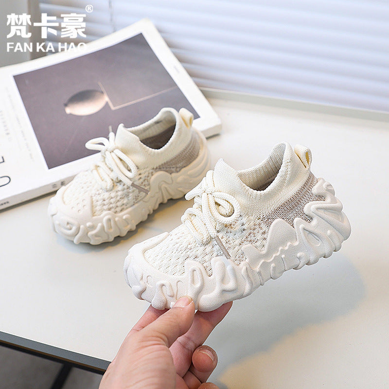 Boys' fashion octopus coconut shoes spring/summer new korean style girls' flyknit sneakers sock shoes