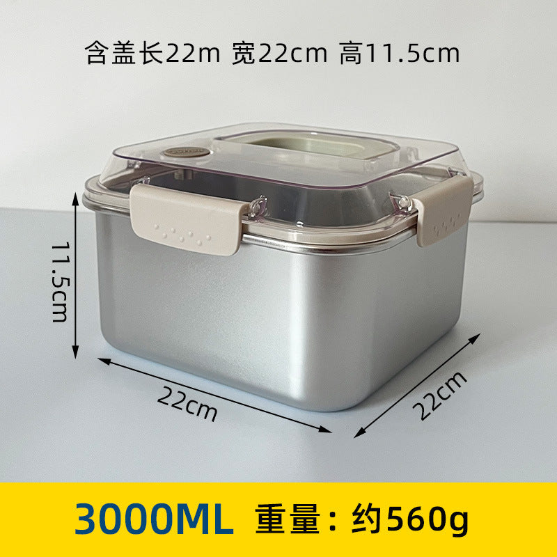 Portable 304 stainless steel square food container - airtight, leak-proof lunch box for refrigerator storage and on-the-go meals