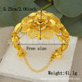 Middle eastern dubai gold women's statement flower bracelet, adjustable size brazilian wedding bridal party gift