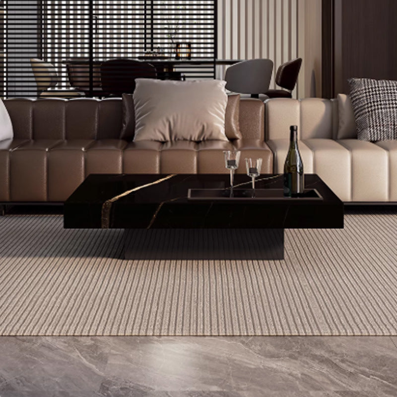 Ready-to-ship luxury stone coffee table - italian minimalist style, perfect for small apartments. high-end, large-sized square coffee table for home living rooms